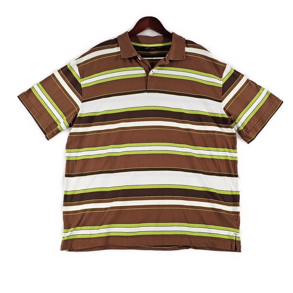 Bailey's‎ Point Mens Striped Polo Shirt Short Sleeve Button Front Multicolor XL